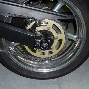 Re-painted swingarm, sprocket cover, front fender