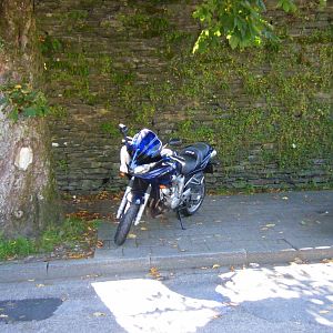 My bike parked in Monschau (Ger)
