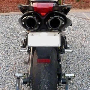 Custom Rear Fender, powdercoated Two Brothers Exhaust end caps.
