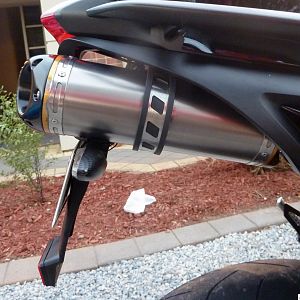 Custom Rear Fender, powdercoated Two Brothers Exhaust end caps.