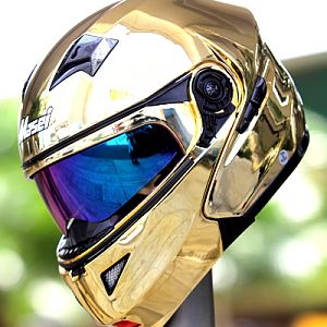 Masei 815 Gold Chrome DOT Modular Helmet