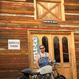 Me out in front of the Bike Barn with my 78 SR 500 project
