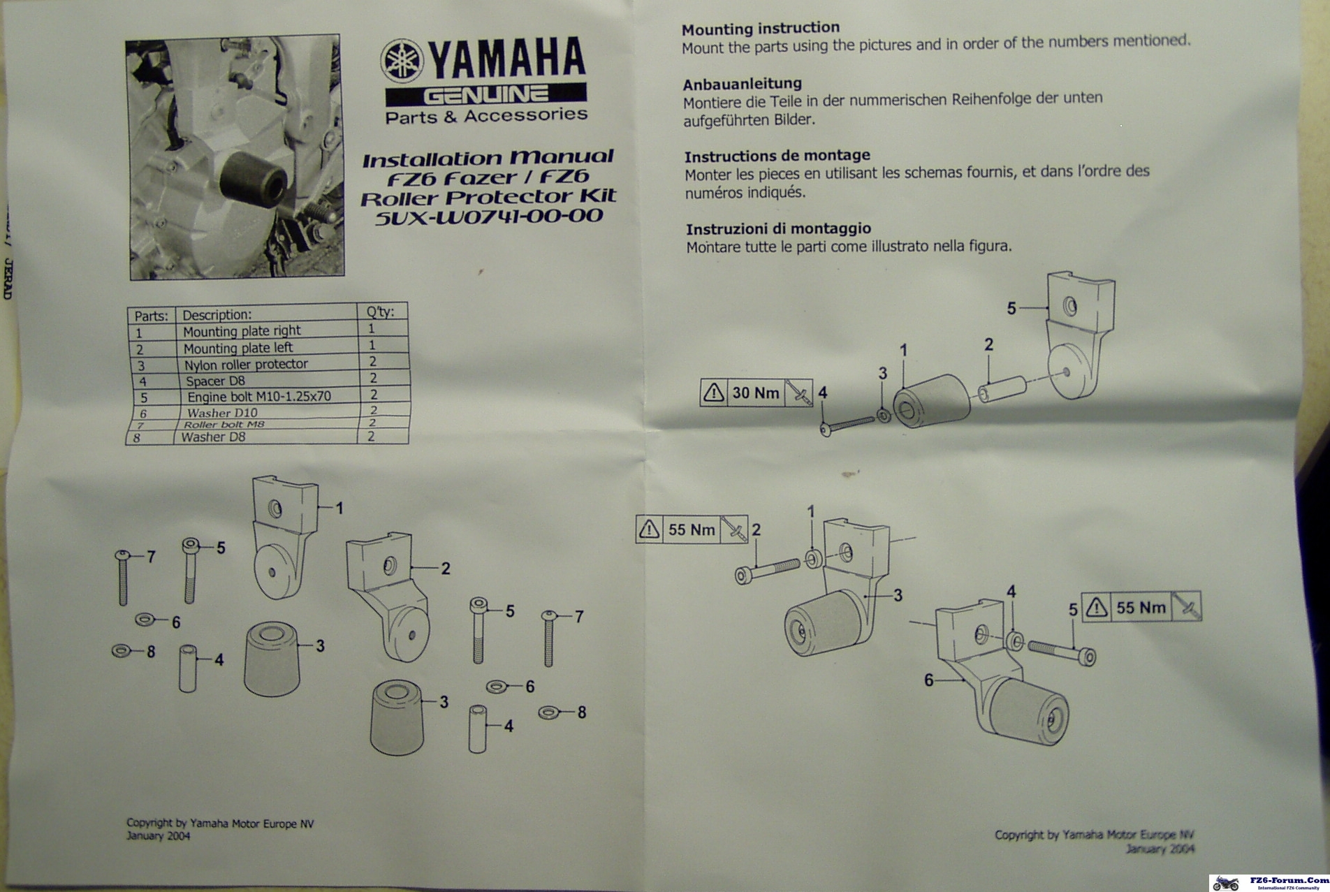 Yamaha FZ6 Frame Slider Kit